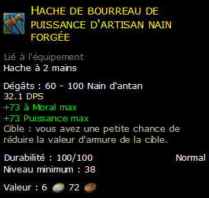 Hache de bourreau de puissance d'artisan nain forgée