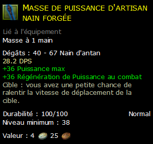 Masse de puissance d'artisan nain forgée