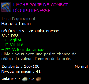 Hache polie de combat d'Ouistrenesse