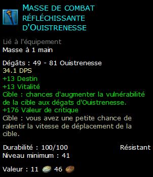 Masse de combat réfléchissante d'Ouistrenesse