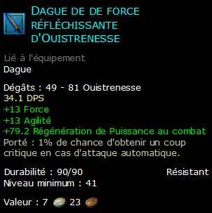 Dague de de force réfléchissante d'Ouistrenesse