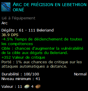 Arc de précision en lebethron orné