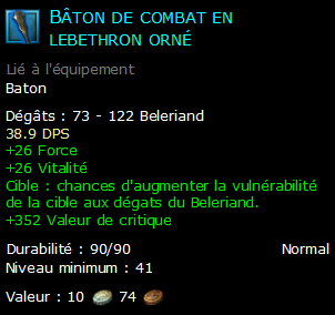 Bâton de combat en lebethron orné