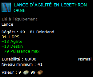 Lance d'agilité en lebethron orné