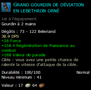 Grand gourdin de déviation en lebethron orné