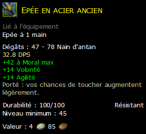 Epée en acier ancien