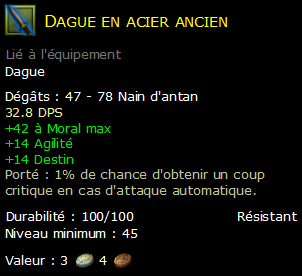 Dague en acier ancien