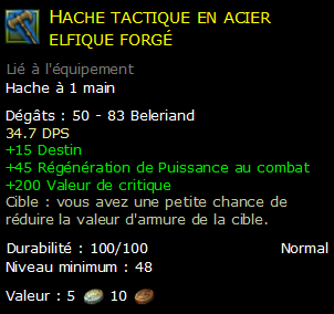 Hache tactique en acier elfique forgé