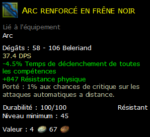 Arc renforcé en frêne noir