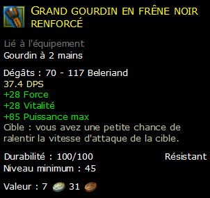 Grand gourdin en frêne noir renforcé