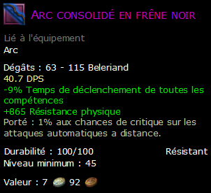 Arc consolidé en frêne noir