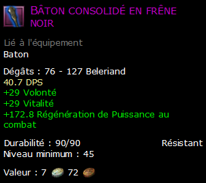 Bâton consolidé en frêne noir