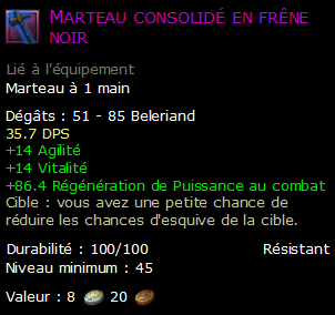 Marteau consolidé en frêne noir