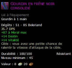 Gourdin en frêne noir consolidé