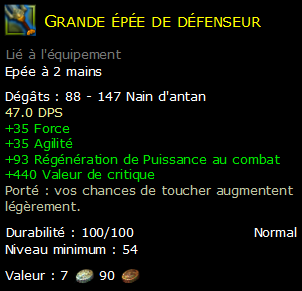 Grande épée de défenseur