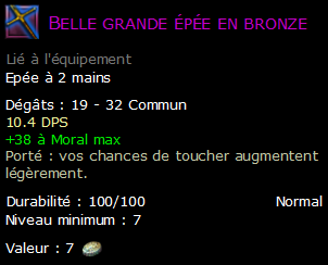 Belle grande épée en bronze