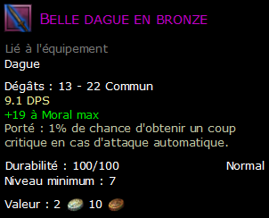 Belle dague en bronze