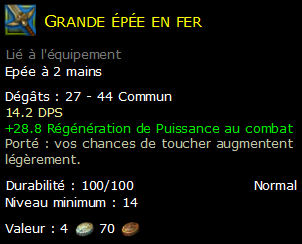 Grande épée en fer