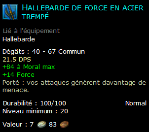 Hallebarde de force en acier trempé