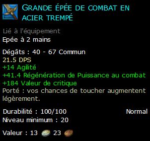 Grande épée de combat en acier trempé