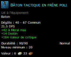 Bâton tactique en frêne poli