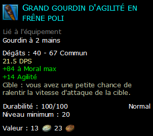 Grand gourdin d'agilité en frêne poli