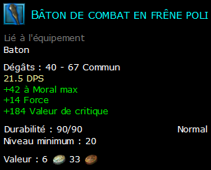 Bâton de combat en frêne poli