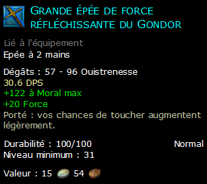 Grande épée de force réfléchissante du Gondor