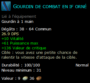 Gourdin de combat en if orné