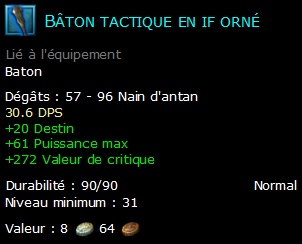 Bâton tactique en if orné