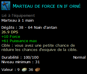 Marteau de force en if orné