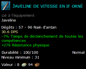 Javeline de vitesse en if orné