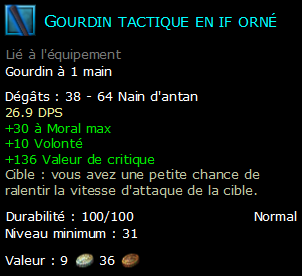 Gourdin tactique en if orné