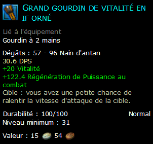 Grand gourdin de vitalité en if orné