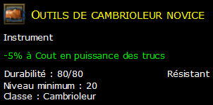 Outils de cambrioleur novice