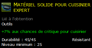 Matériel solide pour cuisinier expert