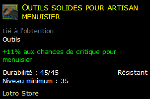 Outils solides pour artisan menuisier