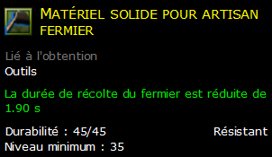 Matériel solide pour artisan fermier