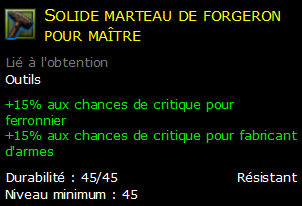 Solide marteau de forgeron pour maître