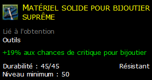 Matériel solide pour bijoutier suprême