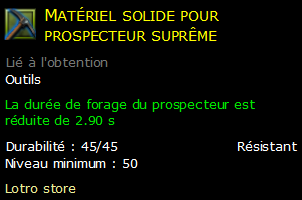 Matériel solide pour prospecteur suprême