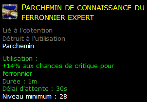 Parchemin de connaissance du ferronnier expert