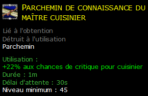 Parchemin de connaissance du maître cuisinier