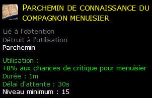 Parchemin de connaissance du compagnon menuisier