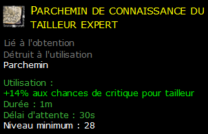 Parchemin de connaissance du tailleur expert