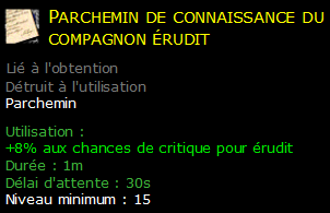 Parchemin de connaissance du compagnon érudit