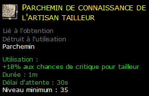 Parchemin de connaissance de l'artisan tailleur