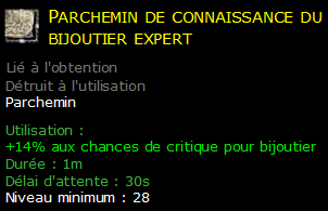 Parchemin de connaissance du bijoutier expert