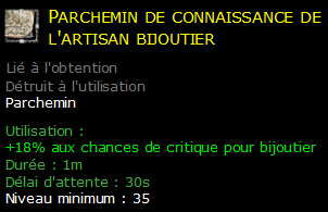 Parchemin de connaissance de l'artisan bijoutier