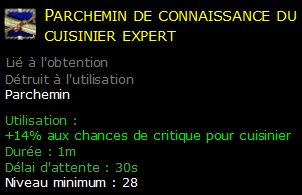 Parchemin de connaissance du cuisinier expert